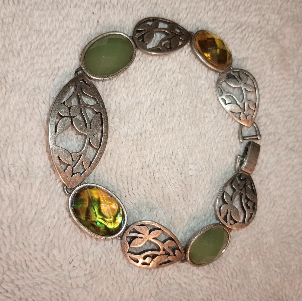 Multi-Color Stones Silver Tone Bracelet
